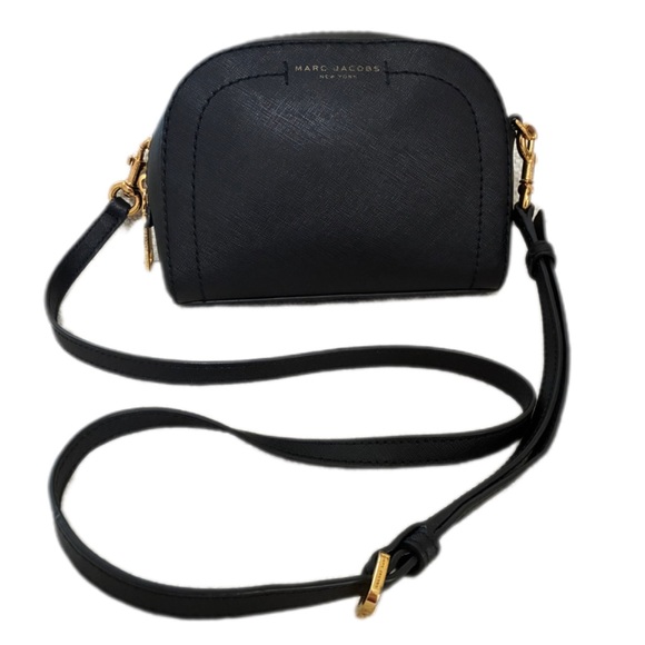 Marc Jacobs EUC Black Leather Playback Dome Crossbody Bag w/Gold Hardware